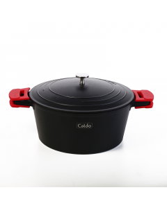 Aluminum pot with black cover size 28