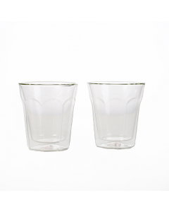 Double glass tea cups set of two pieces