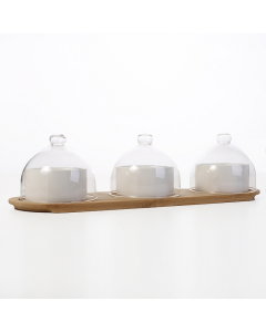 3-piece dessert set + wood base