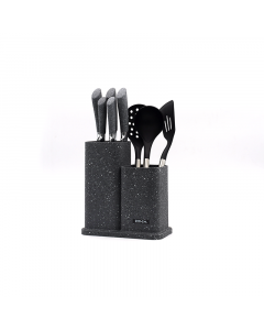 Set of spoons and knives   9 black pieces