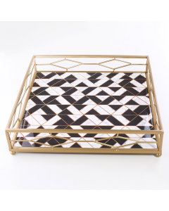 tray is black and white in golden edges