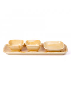 Serving plate, 11 cm, wooden, 4 pieces