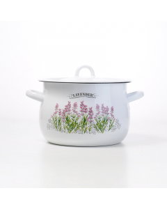 Ukrainian vegetable pot with glass lid a white cover   4.75 liters