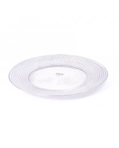 Large silver glass serving dish