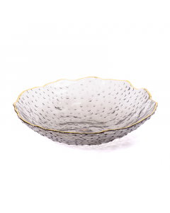 Gilded black glass serving bowl
