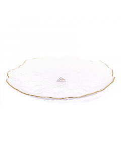 Large gilded glass serving dish
