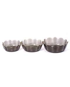 3 piece black gilded glass bowl set