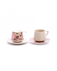 Colorful 12-piece tea cup set