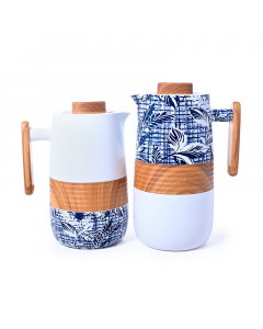 Lavin thermos set with wooden blue handle, 2 pieces