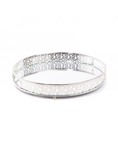 Large mirror silver round tray