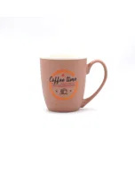 Brown porcelain mug with black pattern