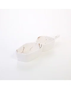 White melamine serving plate with handle