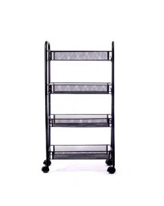 Mesh basket with 4-tier wheels, black