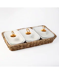 Porcelain serving plate with a 3-piece khasfa base