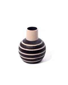 Small black striped decorative vase