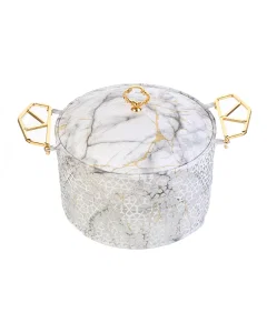 Porcelain serving tray with marble decoration 10.5 inch