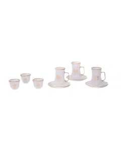 tea cups and Najjel 18 transparent white pieces