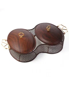 Porcelain serving tray, two pieces