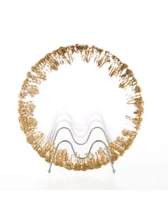 Glass serving dish with gold edges