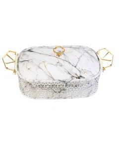 Porcelain serving tray with marble decor, 13 inches