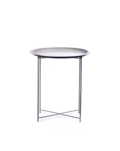 Gray circular serving table