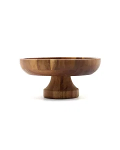 Wooden serving bowl with a round base