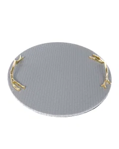 Gray leather serving tray