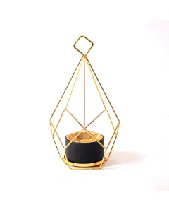 Black incense burner with golden stand