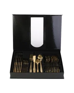 Spoon Bag 24 Pieces Gold Steel