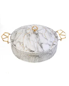 Porcelain serving tray with marble decoration 14 inch