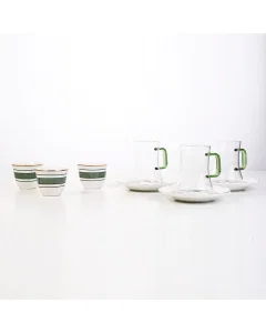 Set of 18 pieces  colored cups and cups