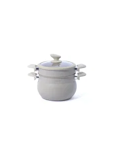 Beige granite coated steam pot, 5 litres