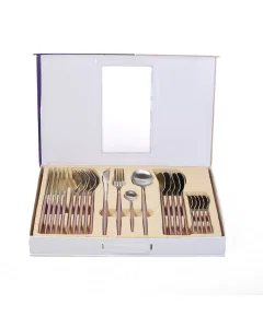 Spoon Bag 24 Pieces Pink Silver