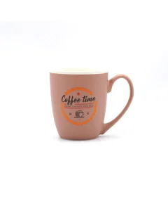 Brown porcelain mug with black pattern