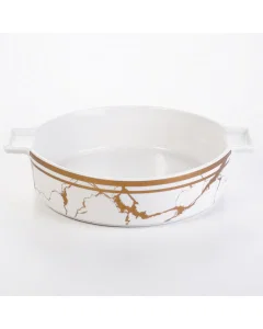 Serving plate a white circular porcelain