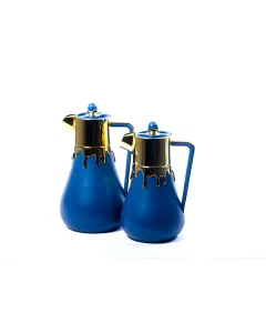 Drip thermos set, blue and gold