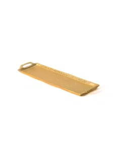 A large golden rectangle dish