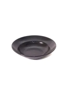 A deep black porcelain dish