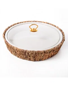 A large circular porcelain serving plate