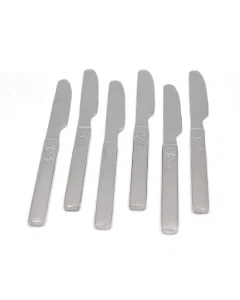 Steel knife set with silver engraving