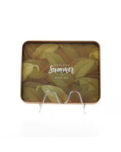 Small rectangle green gilded serving topper