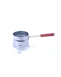 Steel charcoal burner with wooden handle