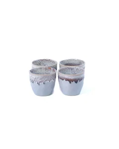 A set of 4-piece porcelain cups with brown rims