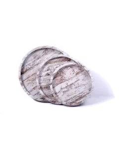 A set of 3-piece white wooden serving trays