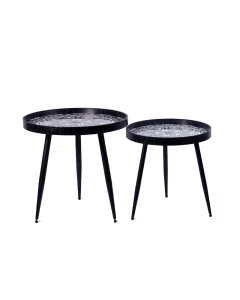 Serving tray set with 2 pieces, black engraved