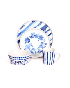 Dinnerset 16 pieces blue engraving