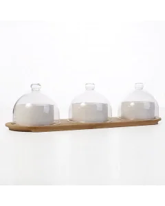 3-piece dessert set + wood base