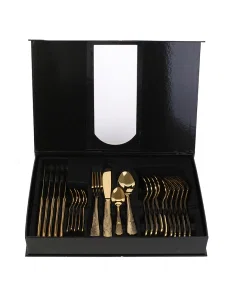 Spoon Bag 24 Pieces Gold Steel