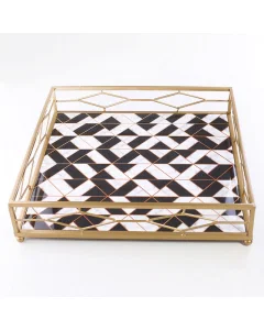 tray is black and white in golden edges