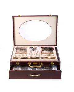 طقم ملاعق 72قطعة فضي بحواف ذهبي